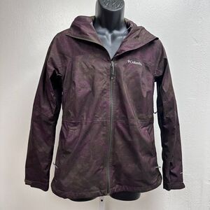Columbia Woman Waterproof Lightweight Hoody Burgundy Omni Tech Jacket Size Small